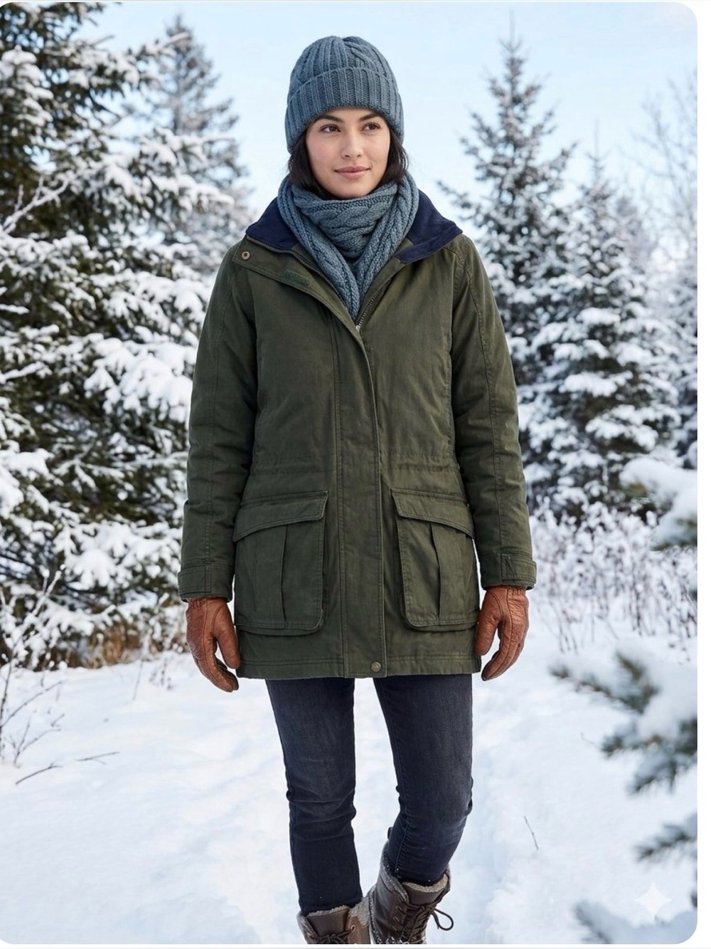L.L. Bean Vintage Women Olive Green Winter Parka